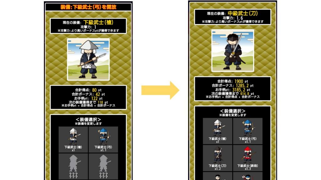 「GSL戦国ビジネスマナー」成績画面