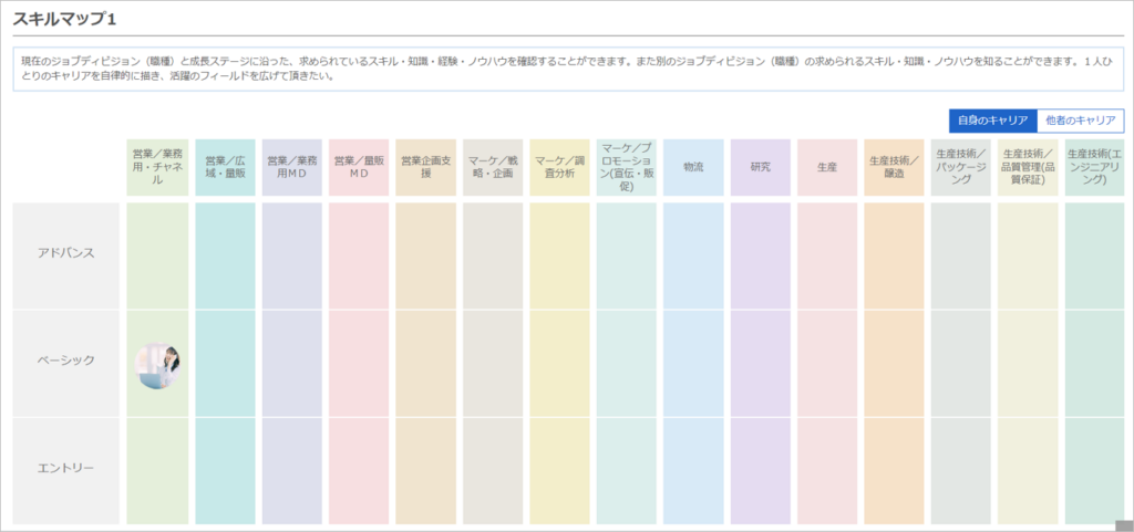 ライトワークスのLMS「CAREERSHIP」によるスキルマップ例