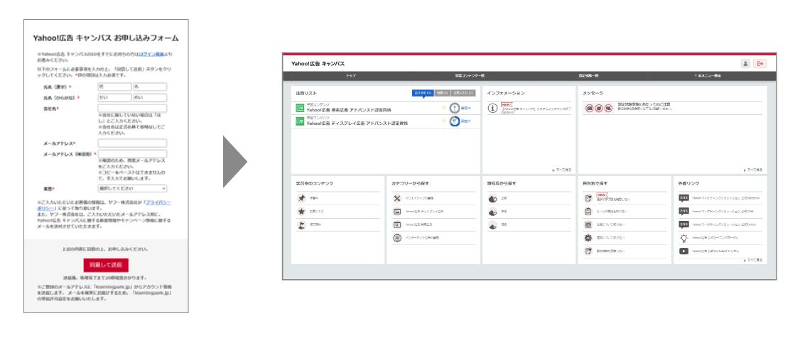 Yahoo広告申し込み画面イメージ