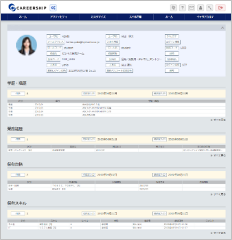 キャリアカルテ機能画面イメージ